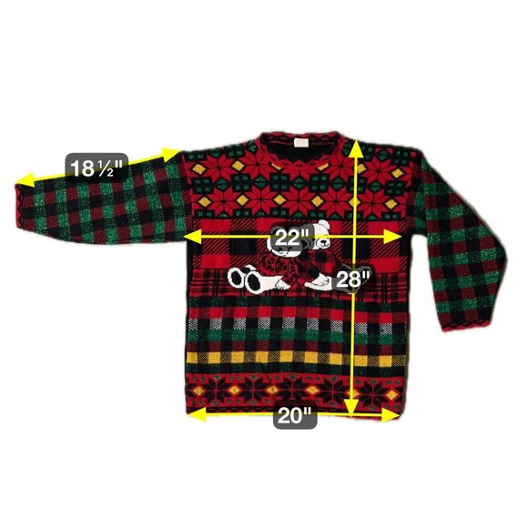 Vintage Christmas Sweater Teddy Bears Plaid 80s Holiday Time USA Acrylic Medium - Picture 10 of 10